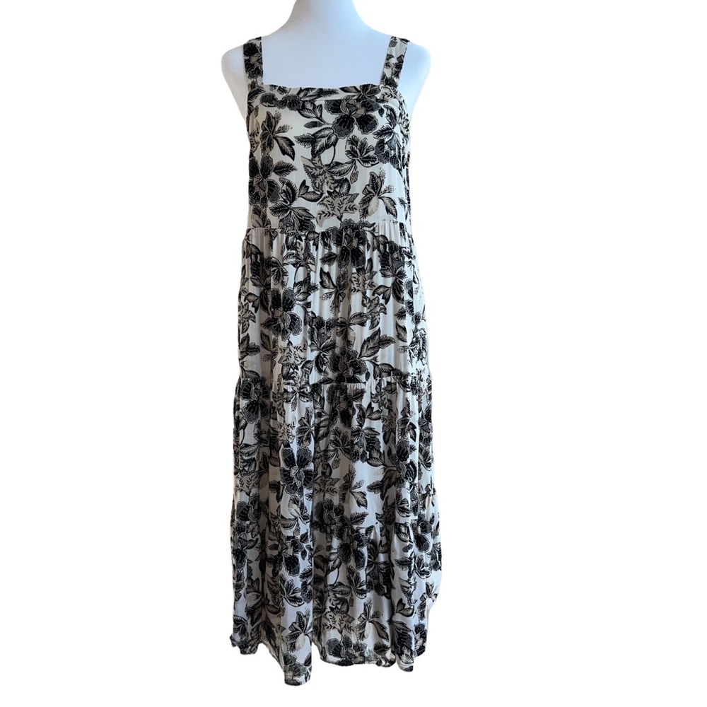 Old Navy Floral Midi Dress Smocked Tiered Size S